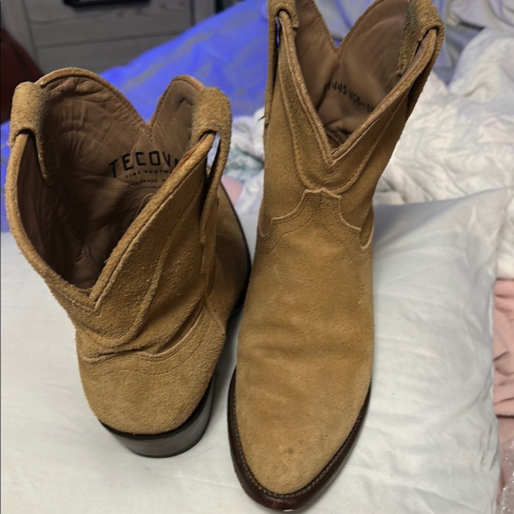 Tecovas Tan Suede Cowboy Boots